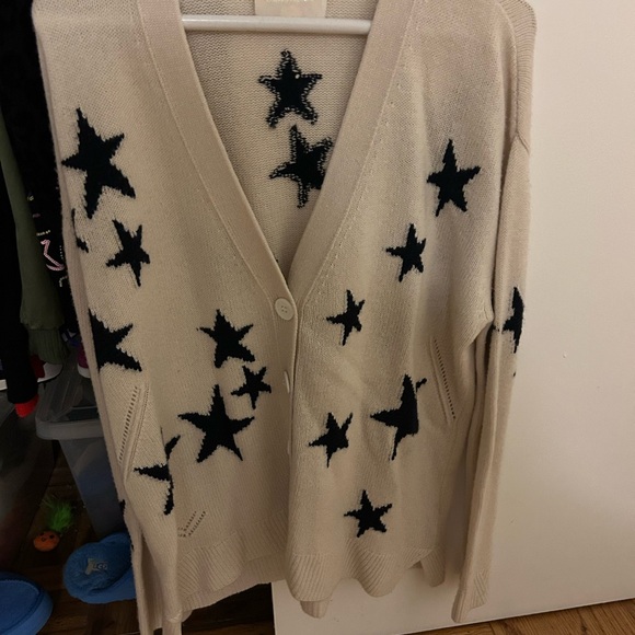 Star Patterned Beige Cardigan Sweater - Picture 1 of 1